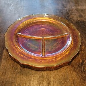 Carnival glass 3 services plate